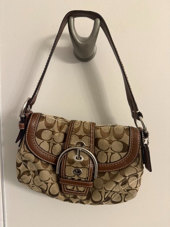 Coach Handbags - Coach Soho Khaki and Brown Signature Canvas.
